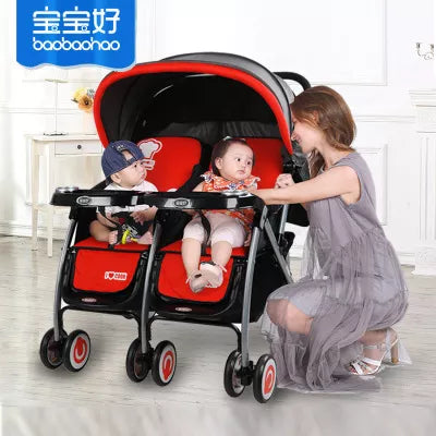 Twin Stroller Can Sit Lying Collapsible Lightweight Baby Stroller Baby Car Seat Cover