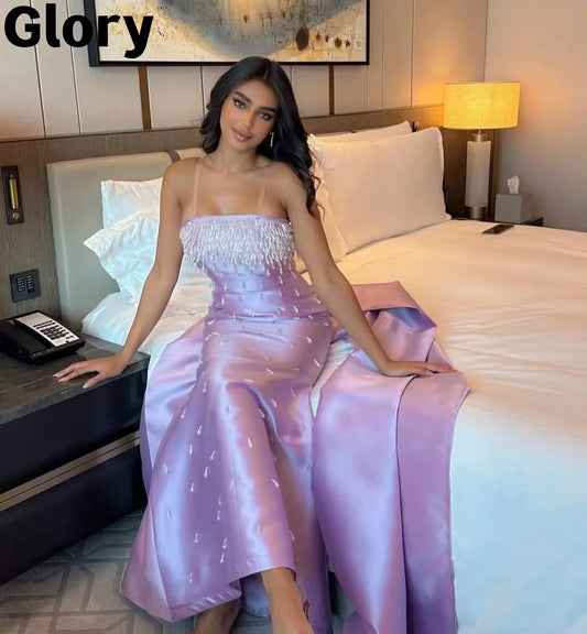 Elegant Crystal Lavender Luxury Evening Dresses