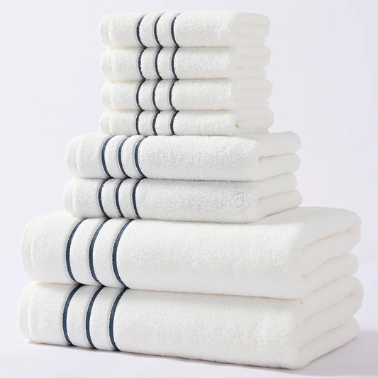 6/8PCS Bath Towel Set Adult Bathroom Cotton Super Absorbent 2 Wash Towel 2 Hand Towel 2 Bath Towel