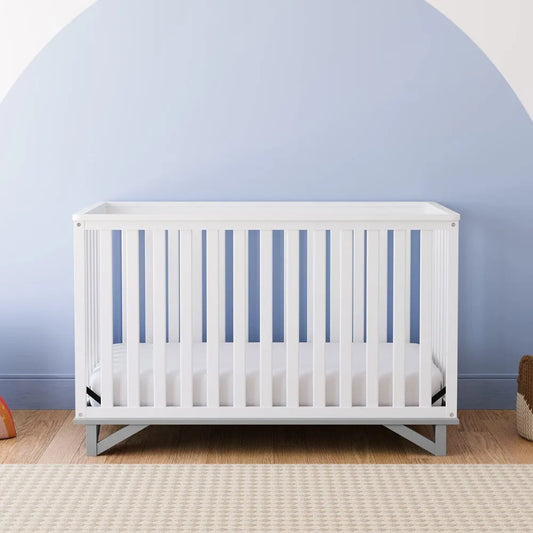 5-in-1 Convertible Crib, Modern Design, Two-Tone Baby Crib, Converts To Toddler Bed, Daybed and Full-Size Bed