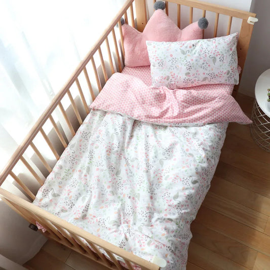 3 Pcs Baby Crib Bedding Set Cotton Bed Linens  Include Pillowcase Sheet Duvet Cover Children Room