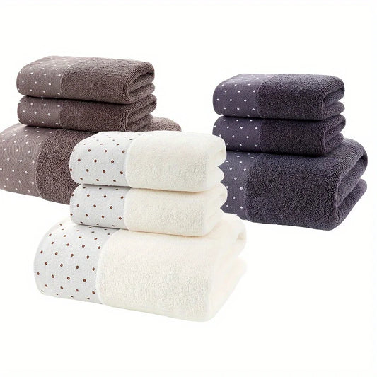 3Pcs Cotton Towels Set 2pcs 35X75cm Hand Face Towels and Oversized 70x140cm Bath Towel Cover Daily Use Household Washcloth