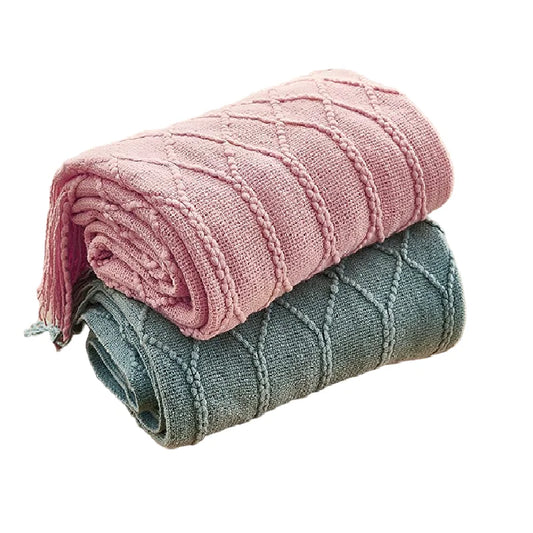Inyahome Knitted Chunky Throw Blankets for Couch and Bed