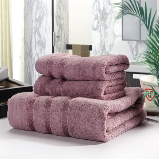 Bamboo Fiber Bath Towel Set Absorbent Adult Bath Towels Solid Color Soft Friendly Face Hand Shower Towel, Washcloth